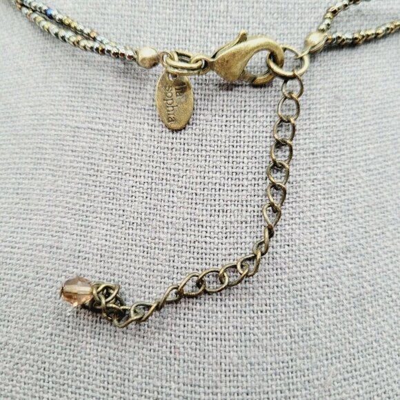 Lia Sophia Collar Necklace Double Strand Red Glass Pendant Faceted Glass Beads - Picture 5 of 6